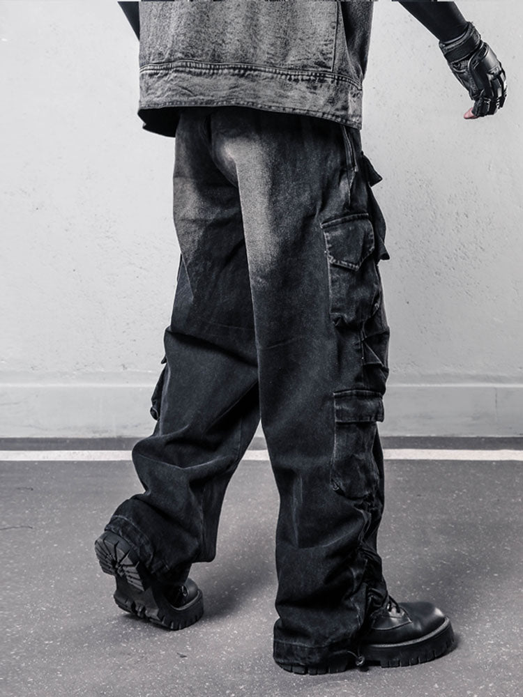 Wasteland Washed Denim Jeans - Distressed Baggy Y2K Pants
