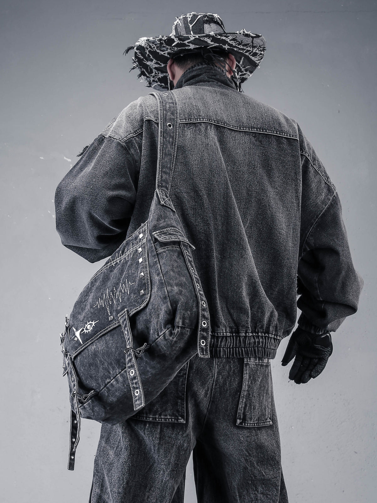 Distressed Patchwork Washed Denim Jacket