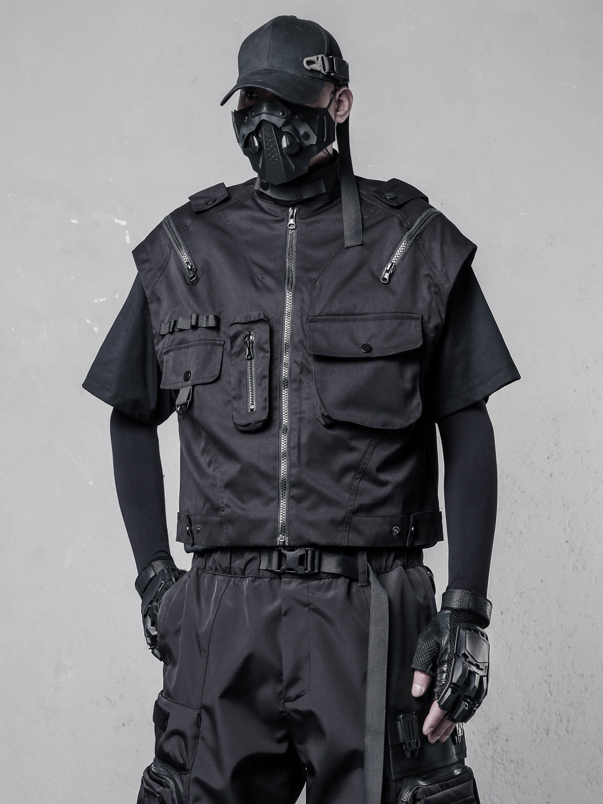 Techwear Workwear Vest, High Collar