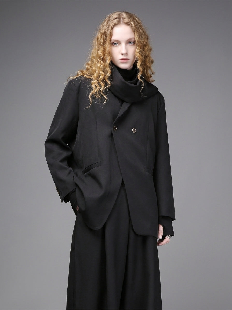 Fake-Two-Piece Scarf-Shawl Blazer