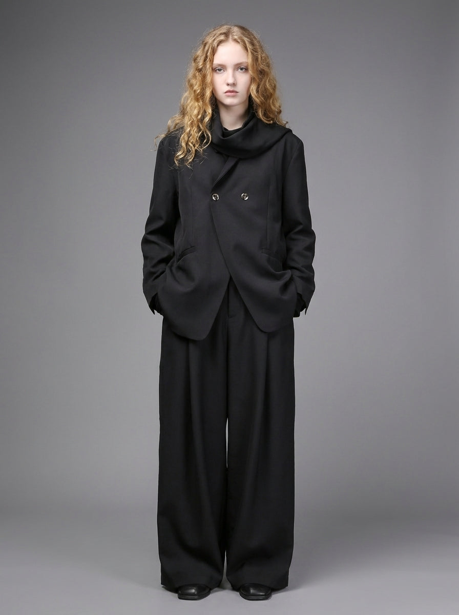 Fake-Two-Piece Scarf-Shawl Blazer