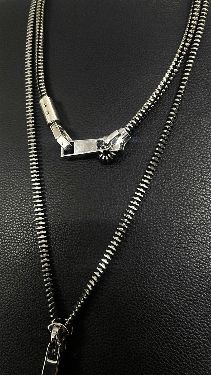 Dark Techwear Cylinder Zip Necklace