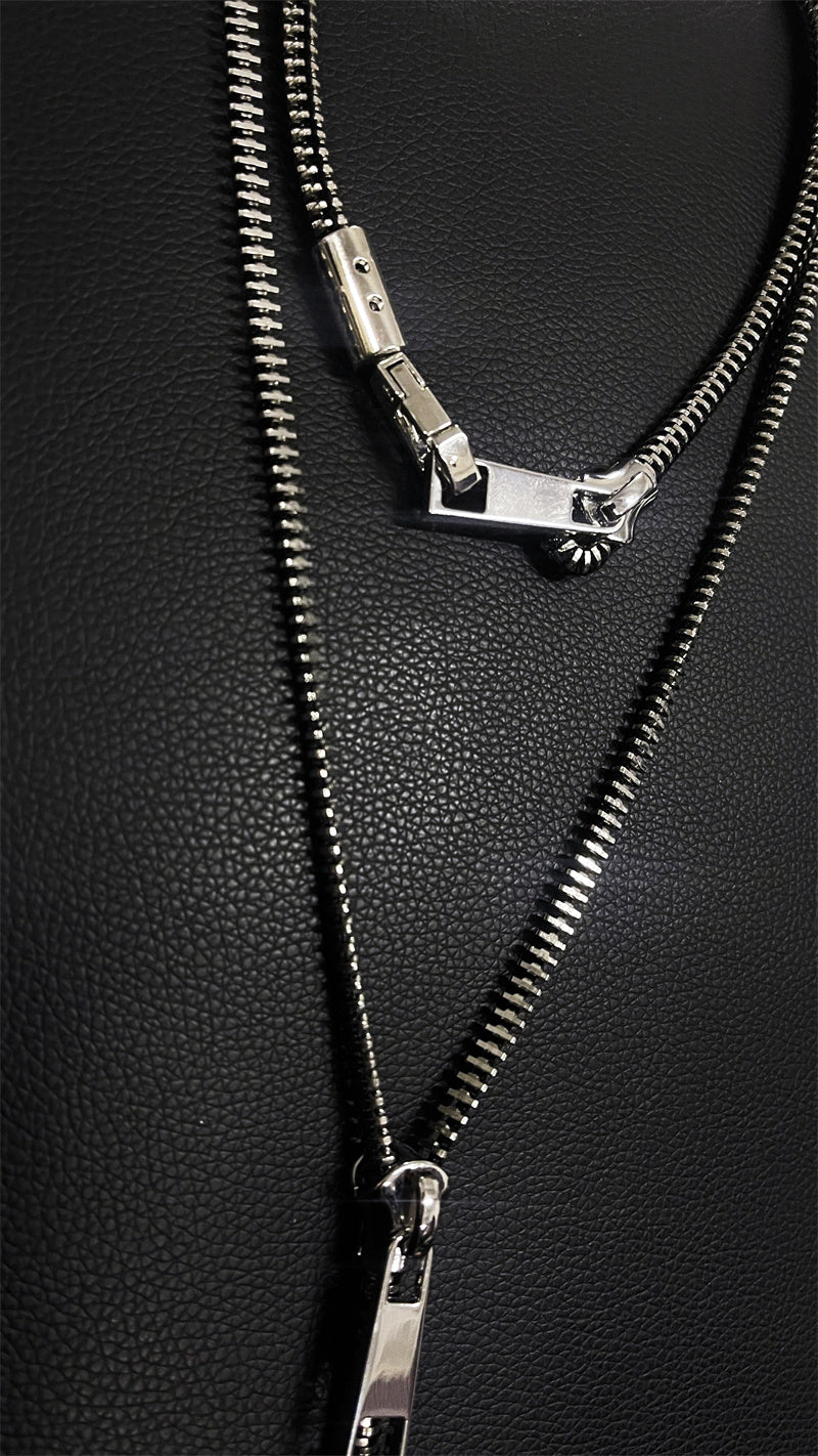 Dark Techwear Cylinder Zip Necklace