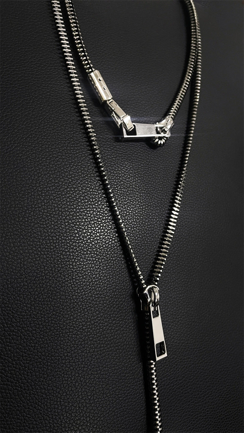 Dark Techwear Cylinder Zip Necklace