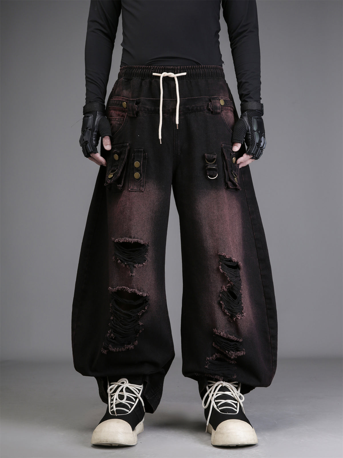Rust-Wash Ripped Jeans
