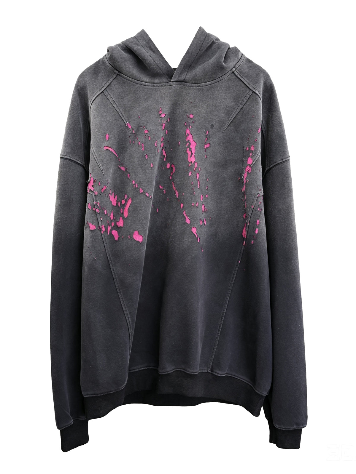 Washed Distressed Pullover Hoodie (f7287)