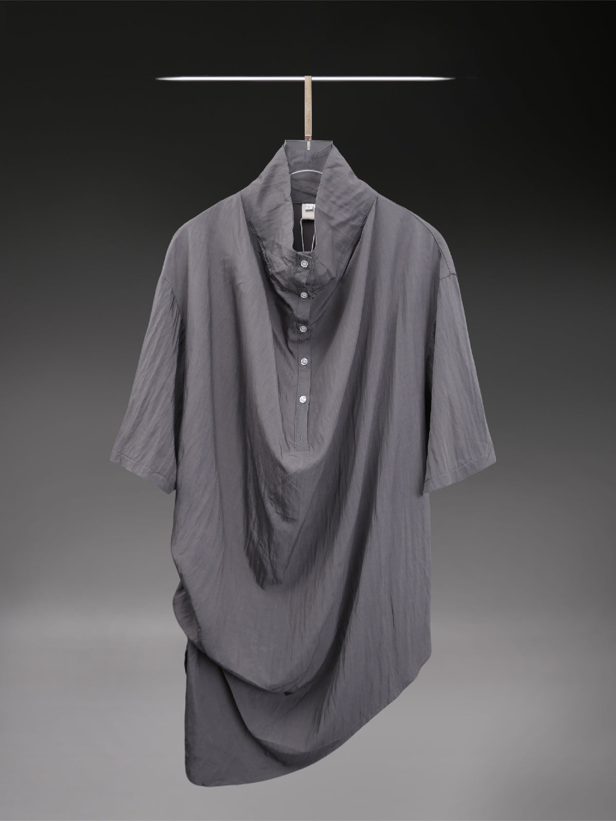 Yamamoto Stand-Collar Pleated Shirt
