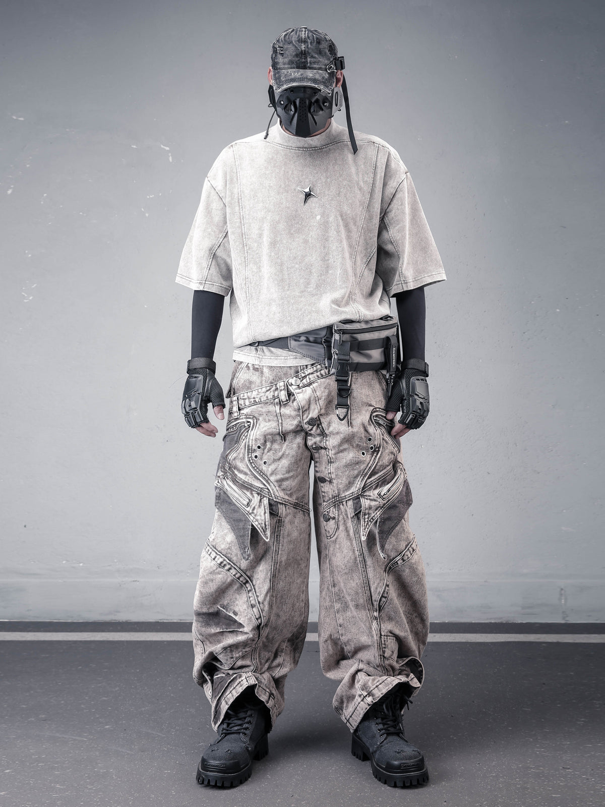 Washed Distressed Patchwork Tee