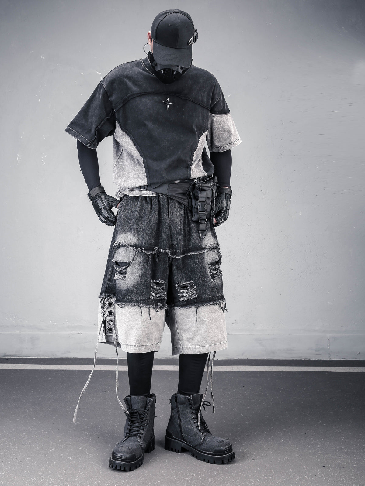 Ripped Raw-Edge Denim Shorts