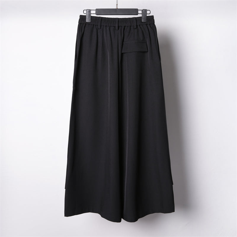 Draped Layered Wide-Leg Trousers