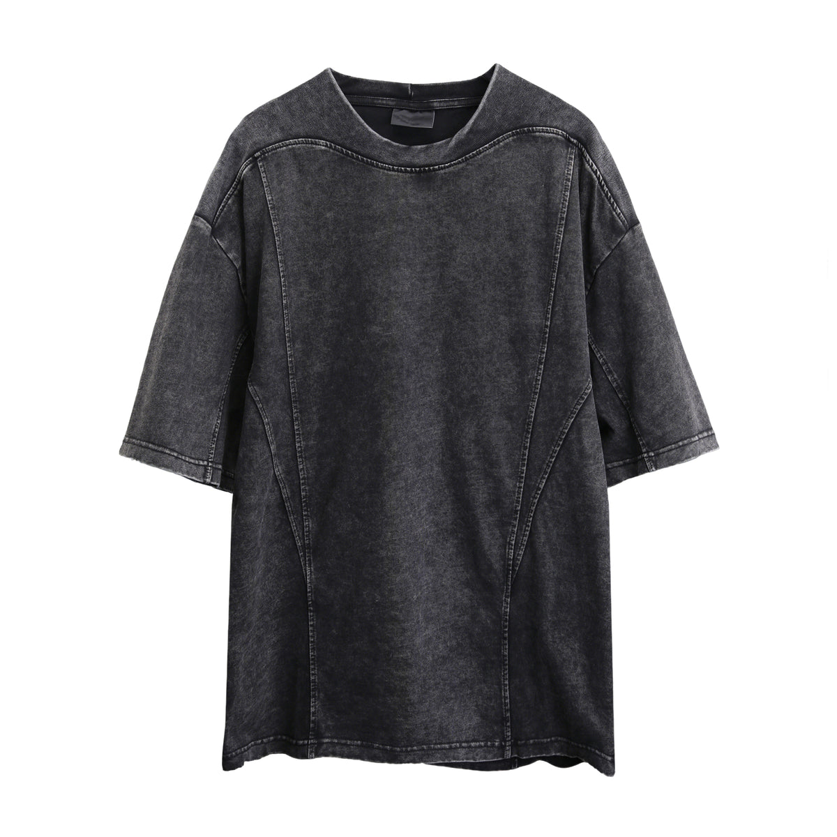 Washed distressed patchwork tee