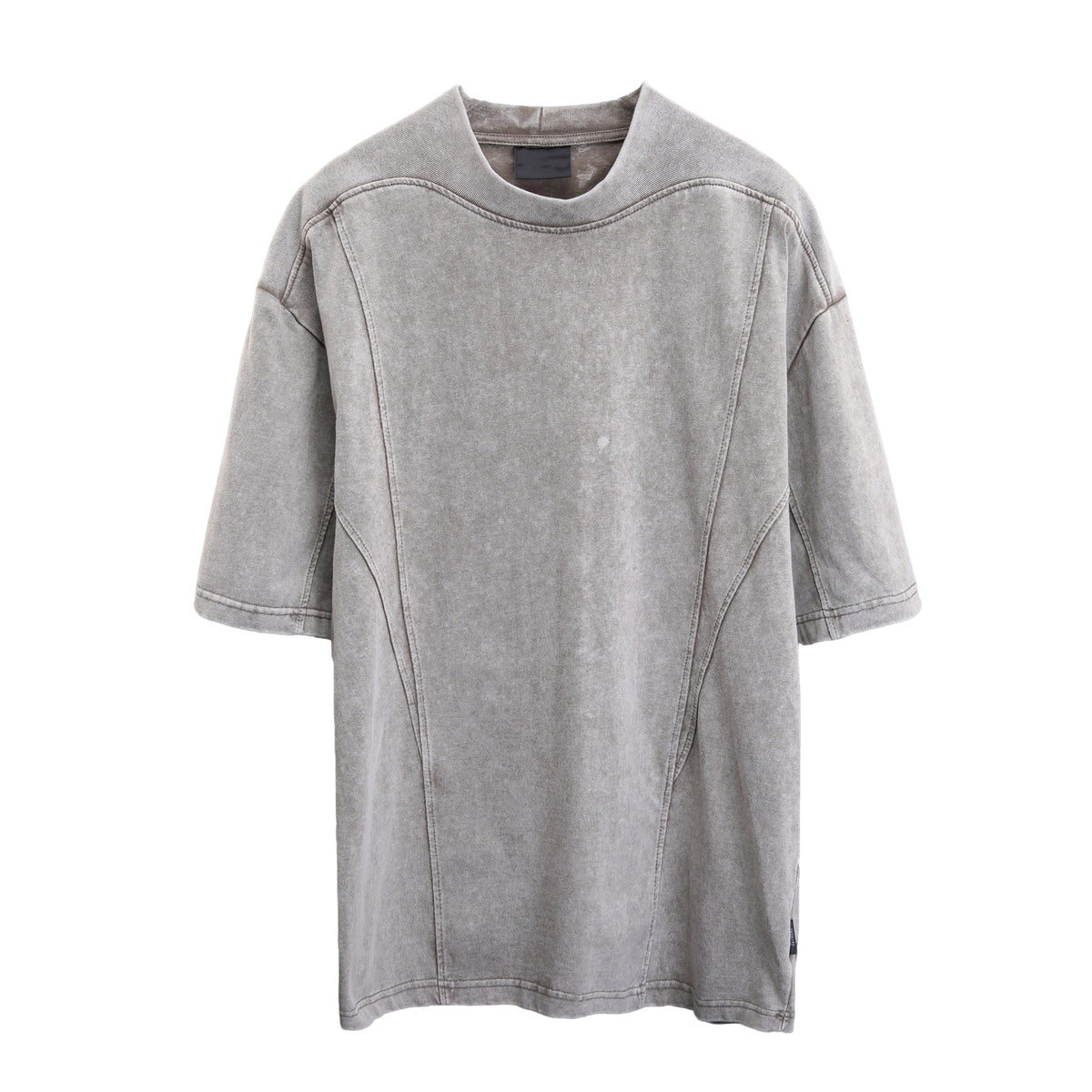 Washed distressed patchwork tee