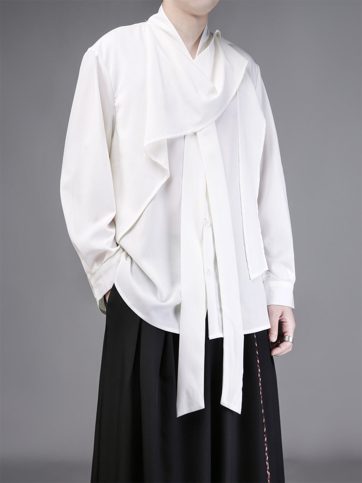 Neck Long Sleeve Shirt | Darkwear Scarf Shirt