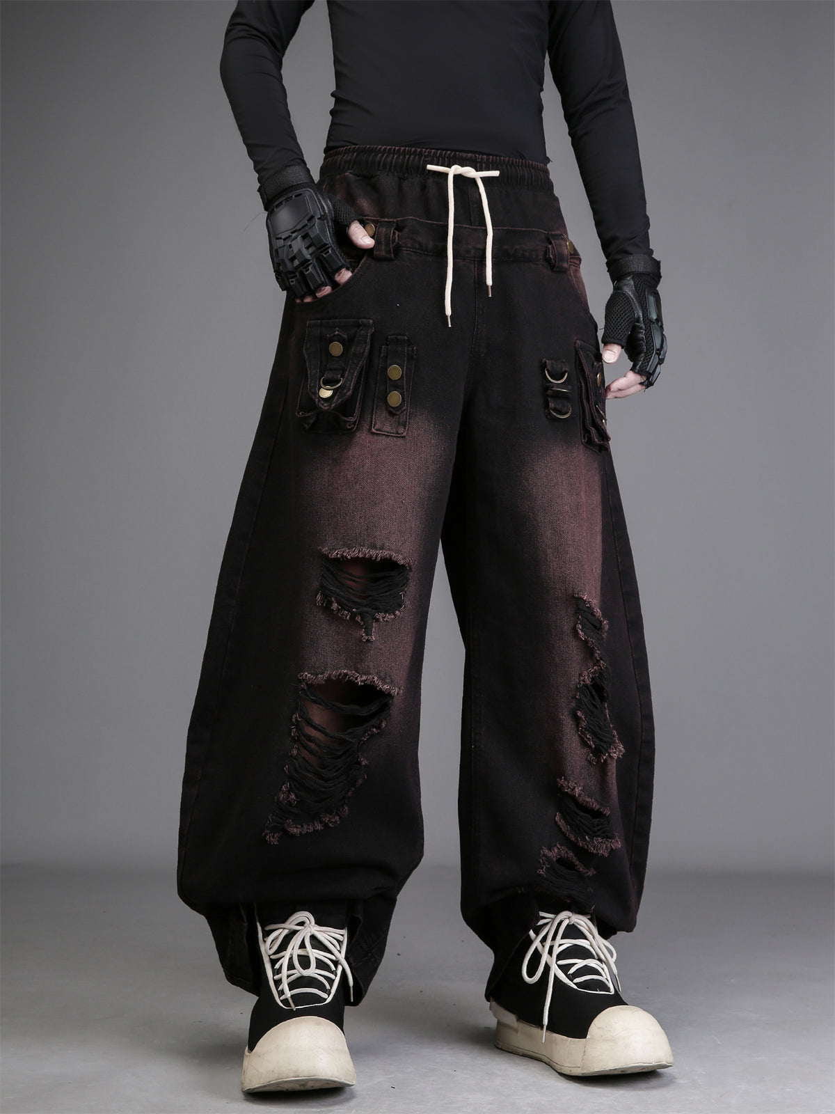 Rust-Wash Ripped Jeans