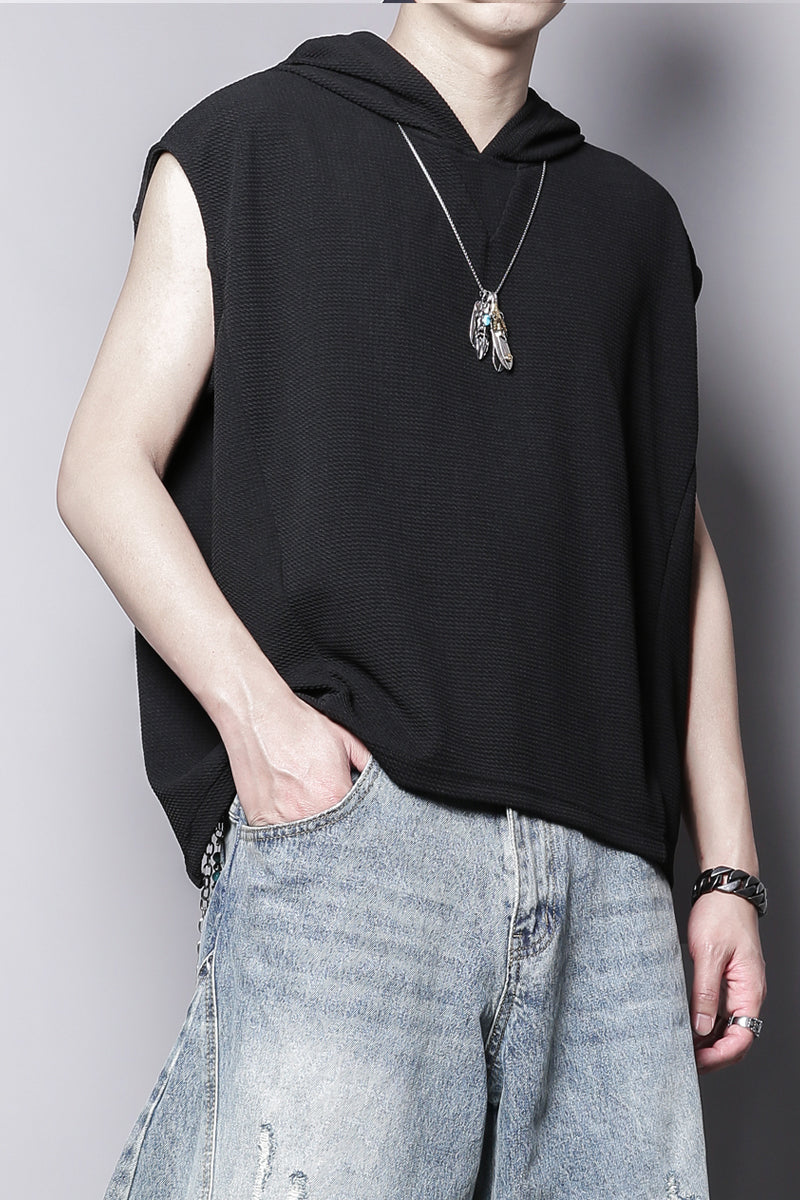 Hooded Sleeveless Tank Vest