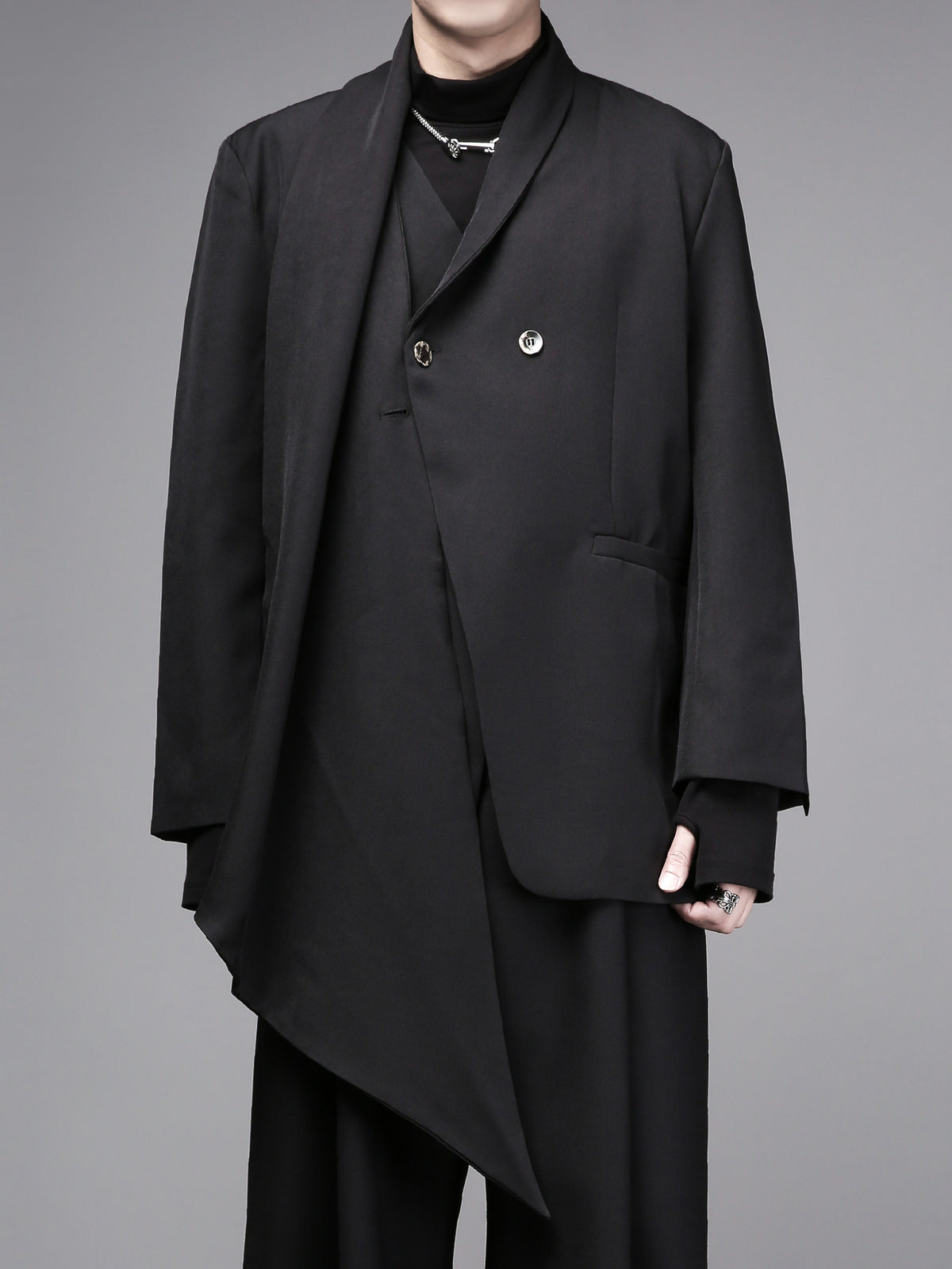 Fake-Two-Piece Scarf-Shawl Blazer