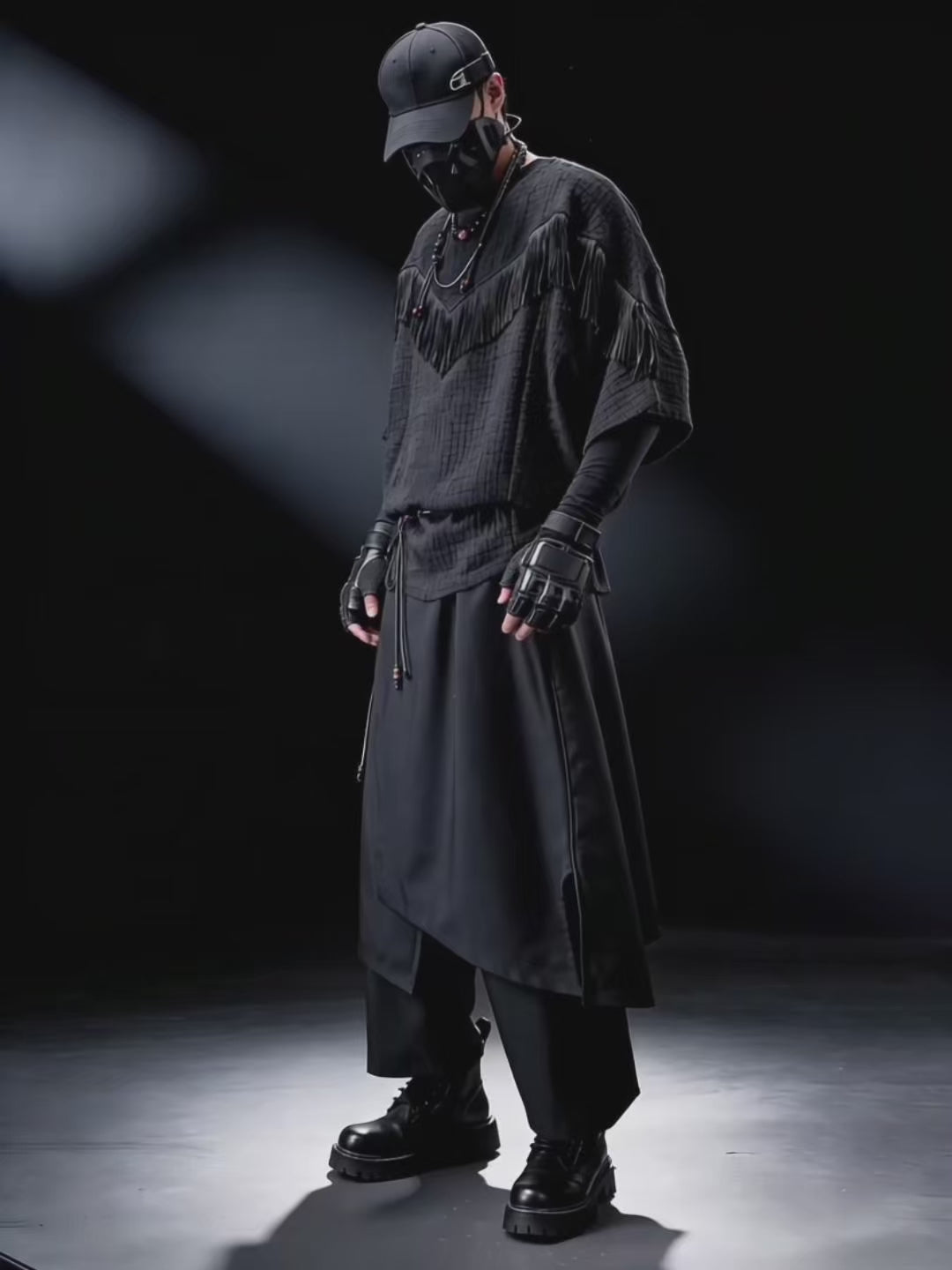 Yamamoto Drawstring Fake-Two-Piece Culotte Trousers