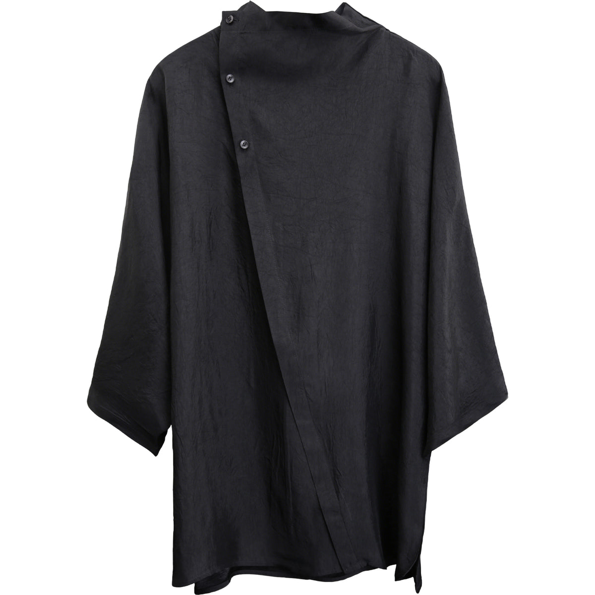 Asymmetric Stand-Collar Half-Sleeve Tee