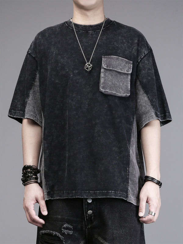Corduroy-Panel Techwear Tee