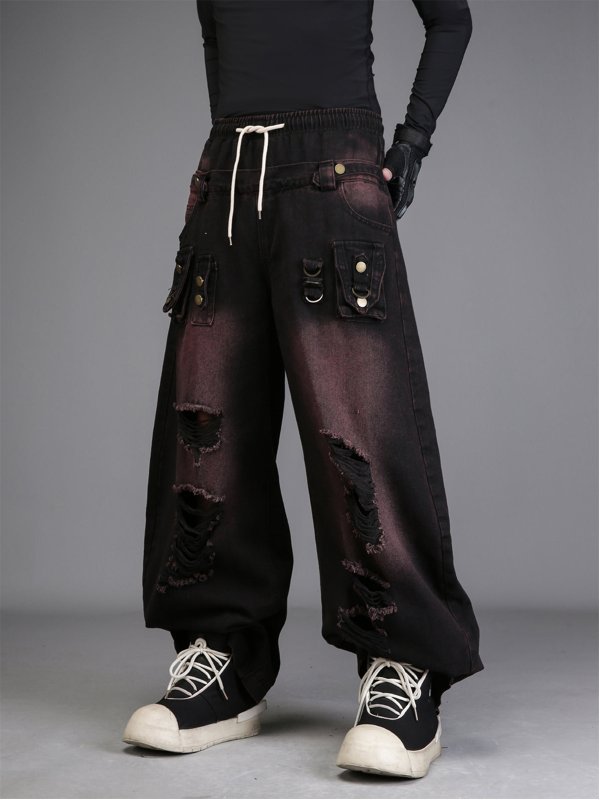 Rust-Wash Ripped Jeans
