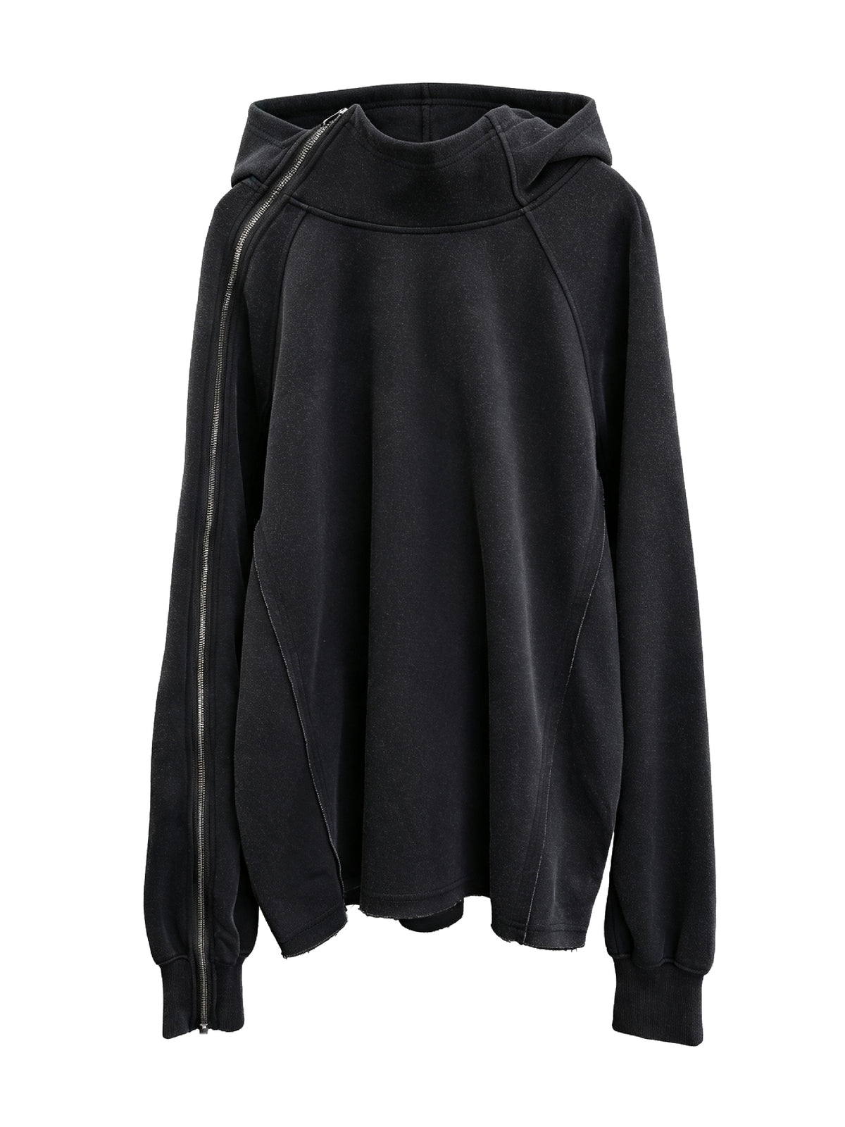 Asymmetric-Zip Hooded Sweatshirt