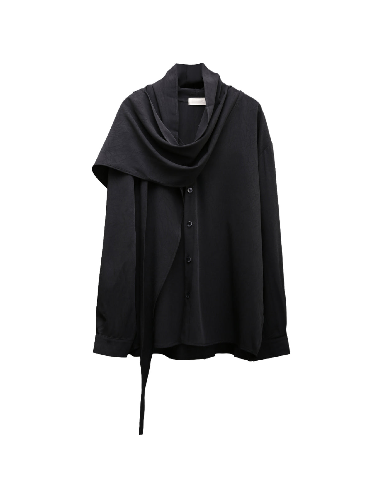 Deconstructed Integrated-Scarf Shirt