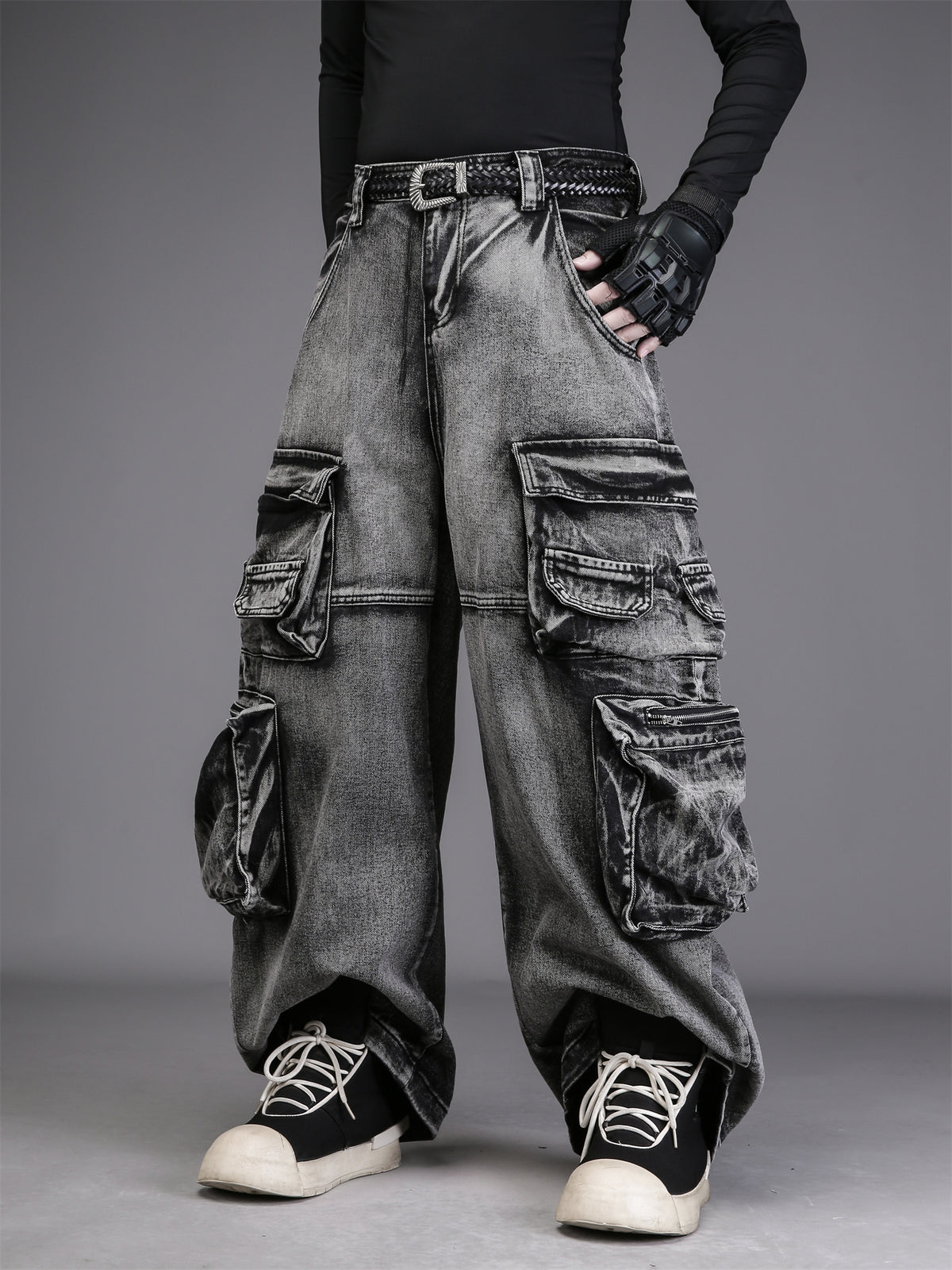 Workwear Multi-Pocket Wide-Leg Jeans