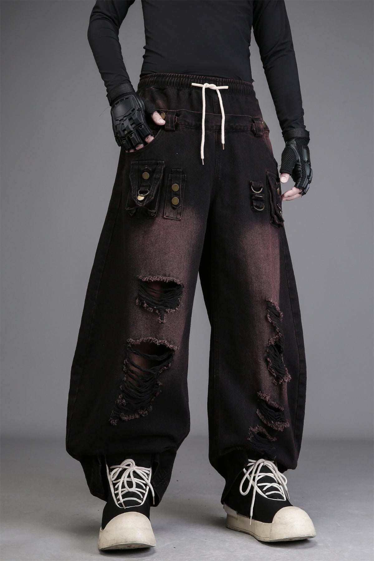 Rust-Wash Ripped Jeans