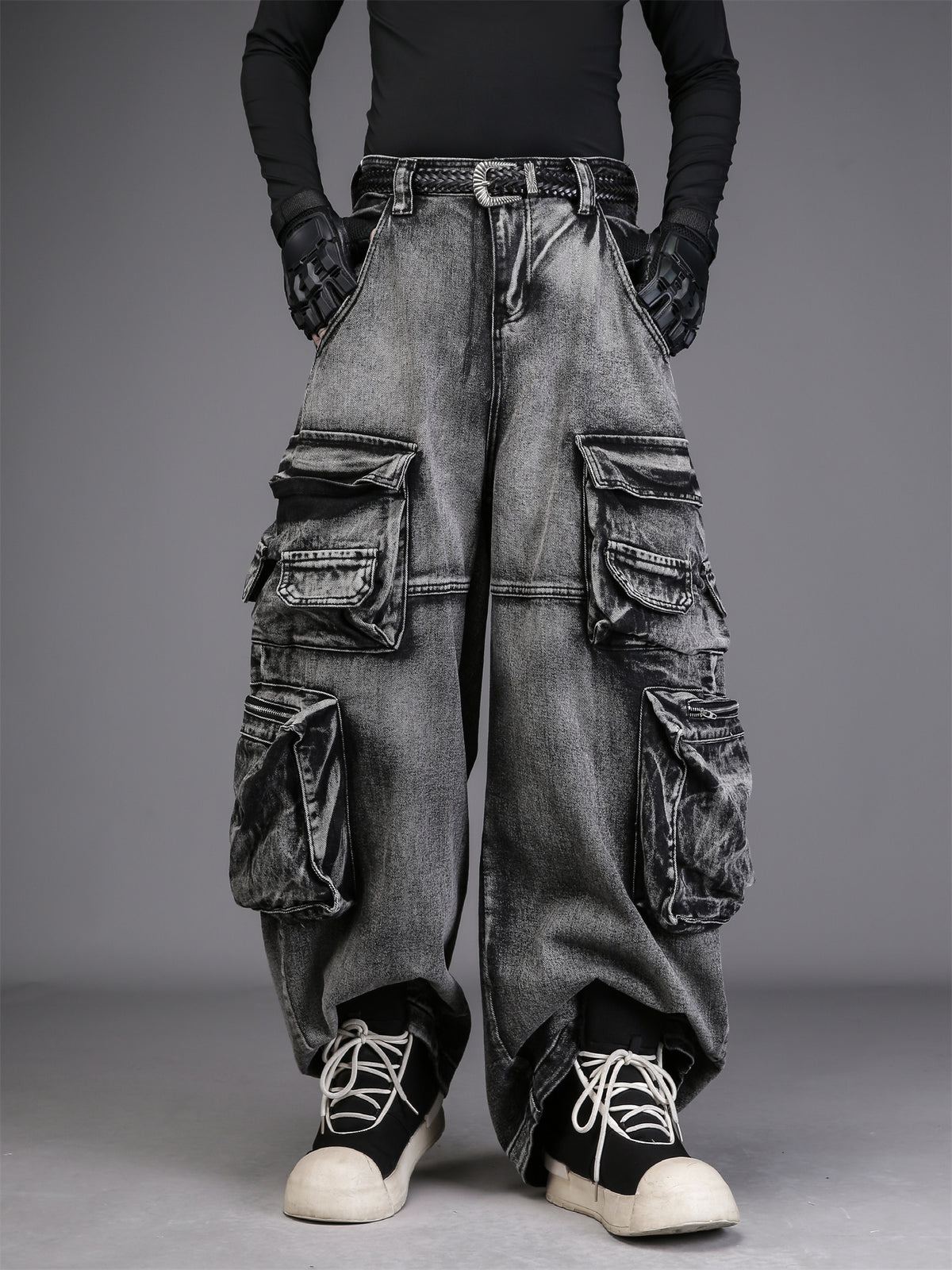 Workwear Multi-Pocket Wide-Leg Jeans